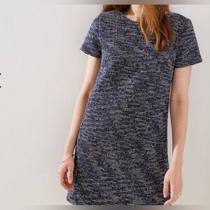 Ann Taylor Loft Tweed Sift Dress Multicolor Capp Sleeve Size 2